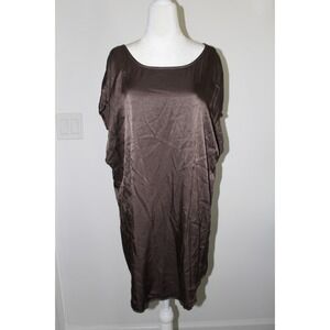 Hard Tail Forever Women's Brown/Gray Satin Batwing Sleeve Tunic Dress Size‎ L